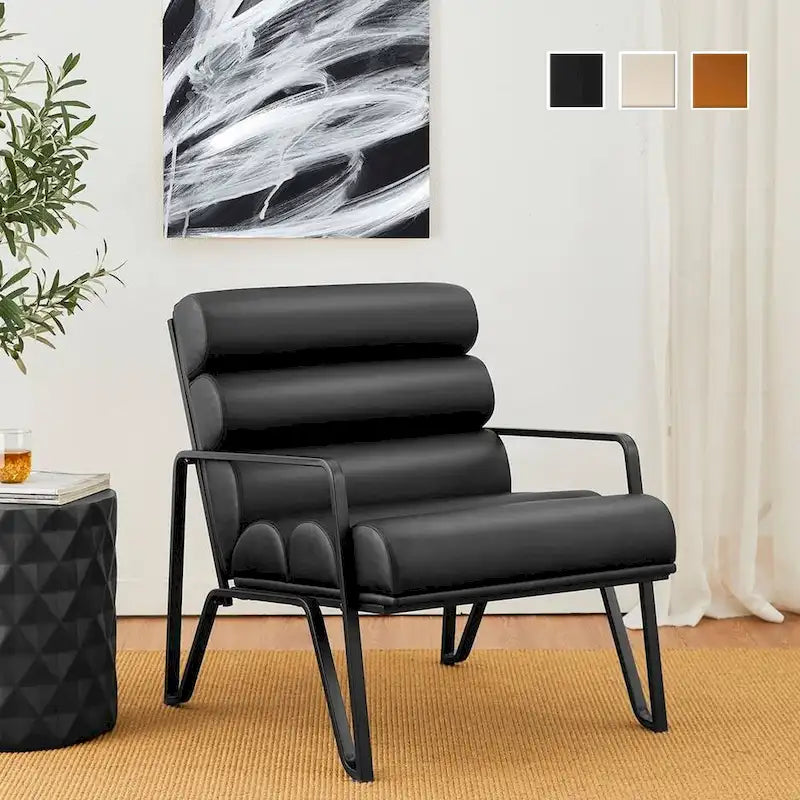 Fauteuil d'appoint moderne et confortable en similicuir PU 26,75W avec cadre en métal