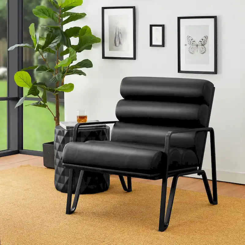 Fauteuil d'appoint moderne et confortable en similicuir PU 26,75W avec cadre en métal
