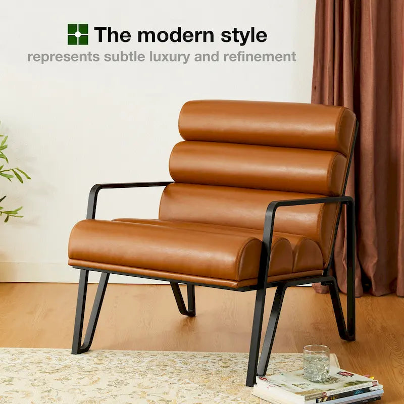 Fauteuil d'appoint moderne et confortable en similicuir PU 26,75W avec cadre en métal