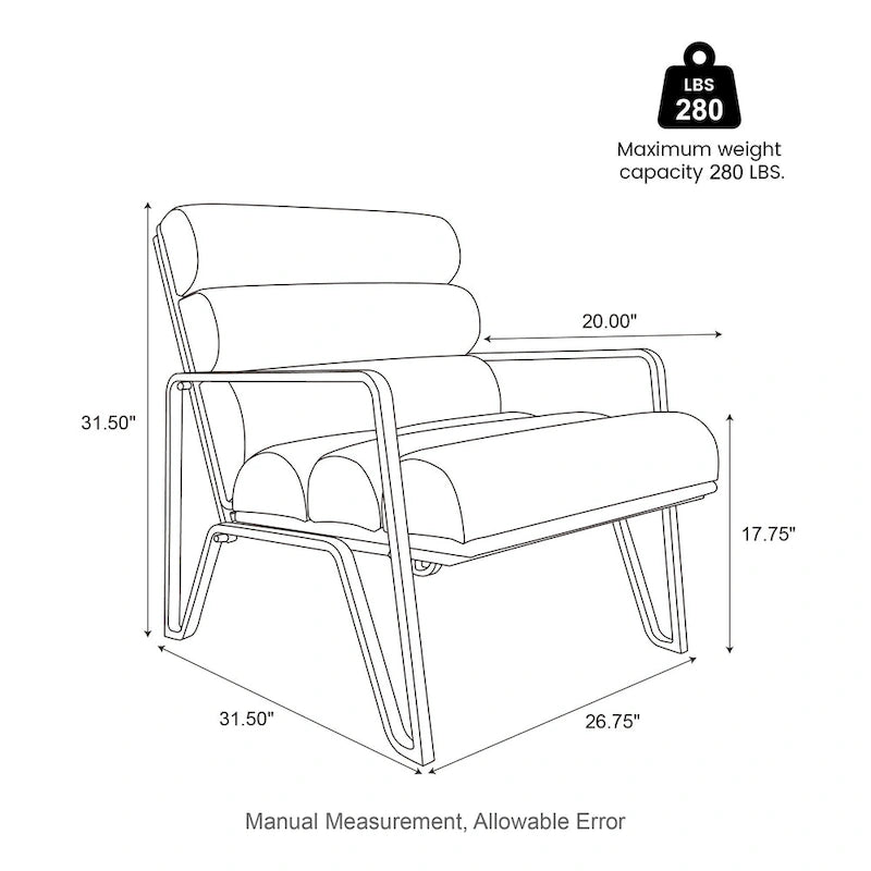 Fauteuil d'appoint moderne et confortable en similicuir PU 26,75W avec cadre en métal