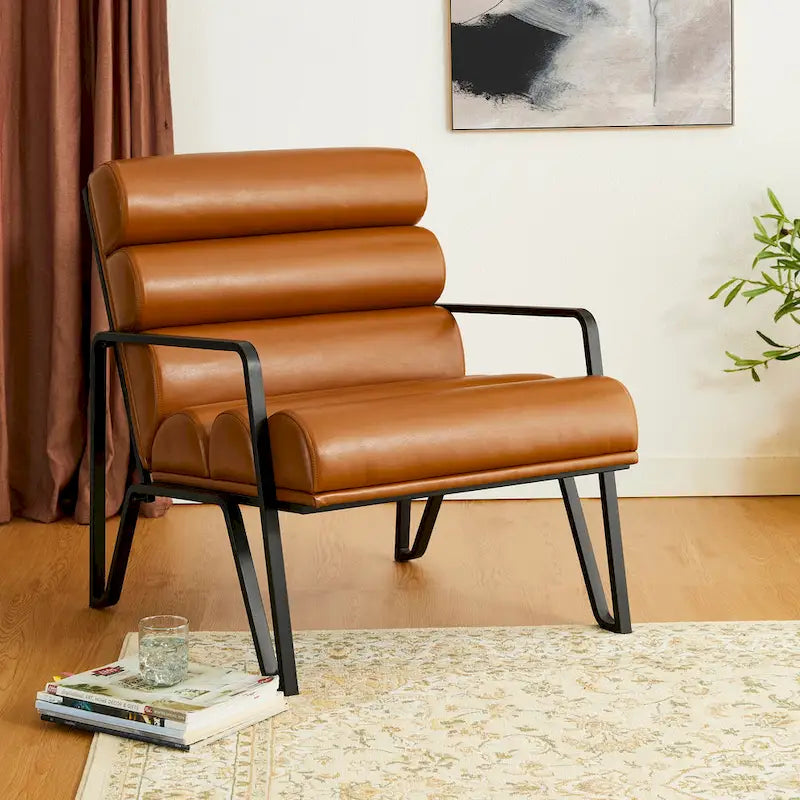 Fauteuil d'appoint moderne et confortable en similicuir PU 26,75W avec cadre en métal