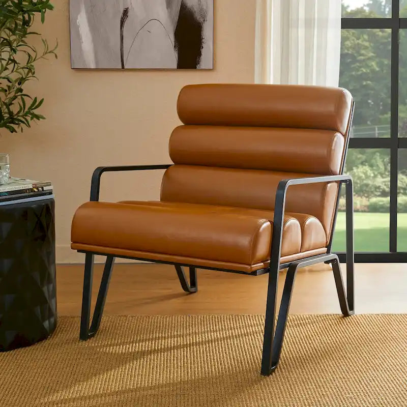 Fauteuil d'appoint moderne et confortable en similicuir PU 26,75W avec cadre en métal