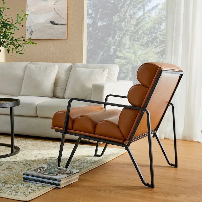 Fauteuil d'appoint moderne et confortable en similicuir PU 26,75W avec cadre en métal
