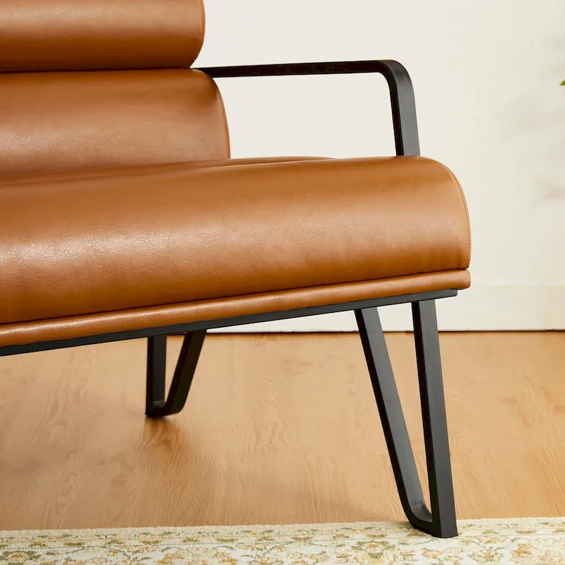 Fauteuil d'appoint moderne et confortable en similicuir PU 26,75W avec cadre en métal