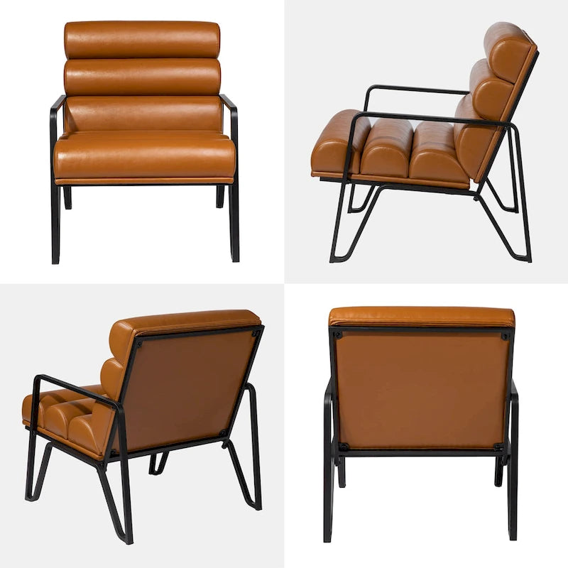 Fauteuil d'appoint moderne et confortable en similicuir PU 26,75W avec cadre en métal