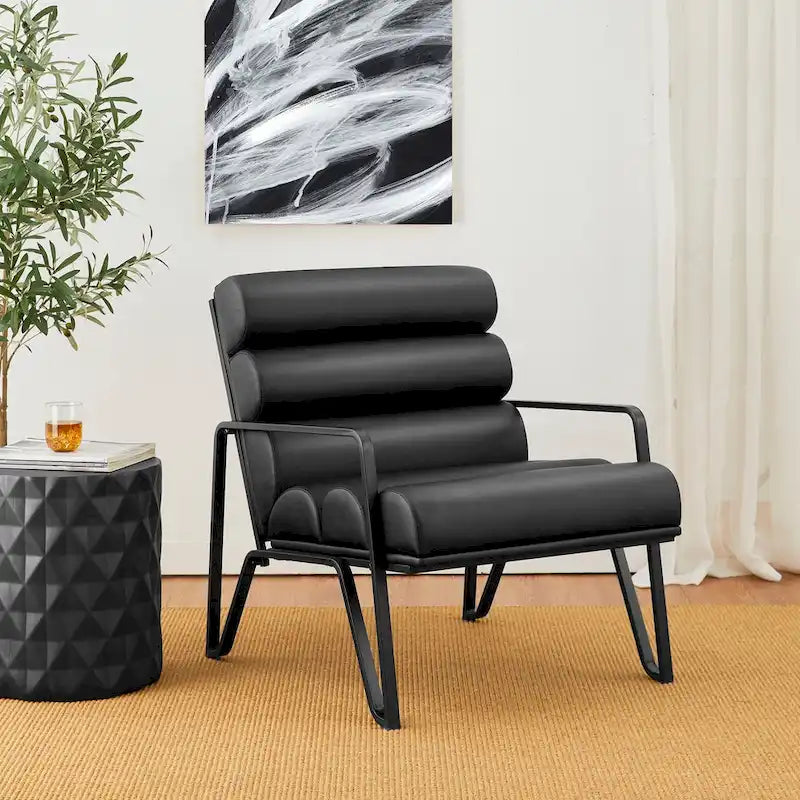 Fauteuil d'appoint moderne et confortable en similicuir PU 26,75W avec cadre en métal