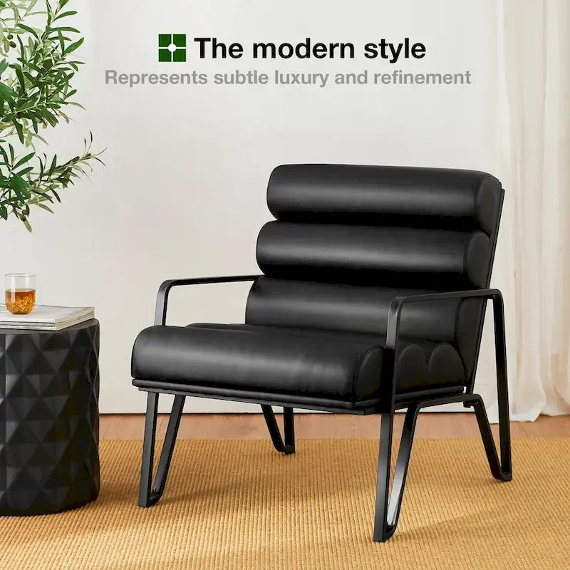Fauteuil d'appoint moderne et confortable en similicuir PU 26,75W avec cadre en métal