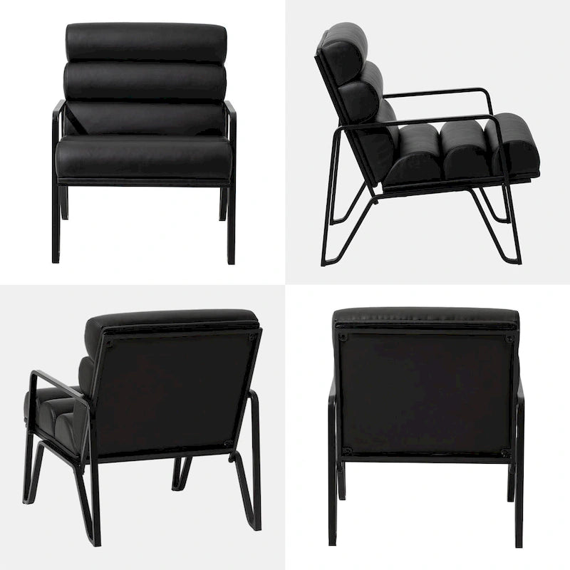 Fauteuil d'appoint moderne et confortable en similicuir PU 26,75W avec cadre en métal