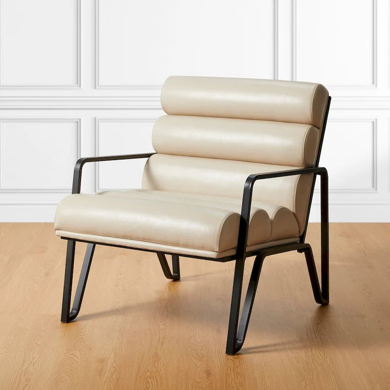 Fauteuil d'appoint moderne et confortable en similicuir PU 26,75W avec cadre en métal
