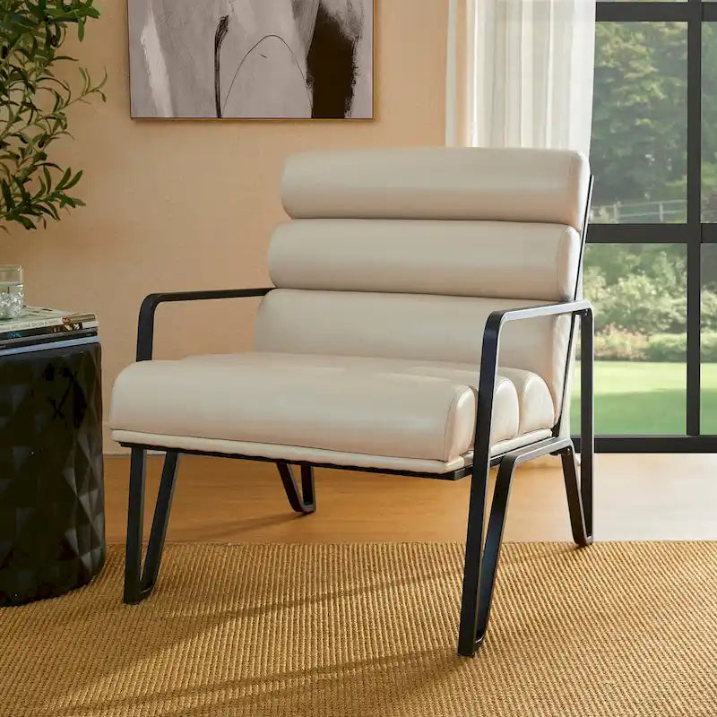 Fauteuil d'appoint moderne et confortable en similicuir PU 26,75W avec cadre en métal