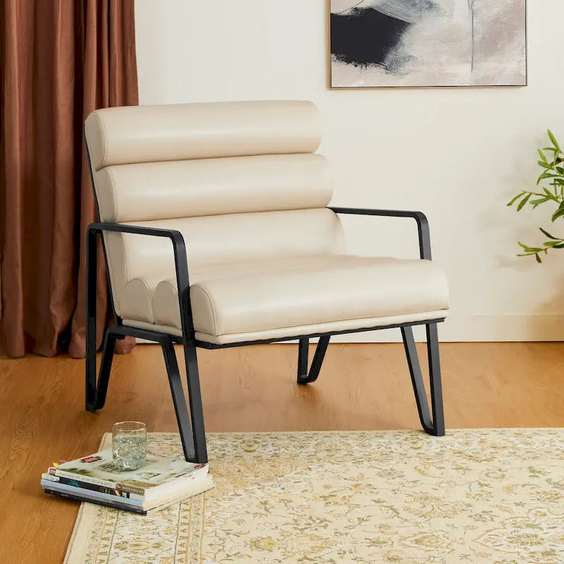 Fauteuil d'appoint moderne et confortable en similicuir PU 26,75W avec cadre en métal