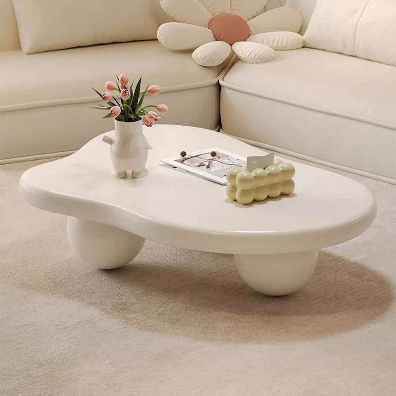 Table basse nuage de 122 cm, noir/crème, pieds en bois massif, 2 à 4 places