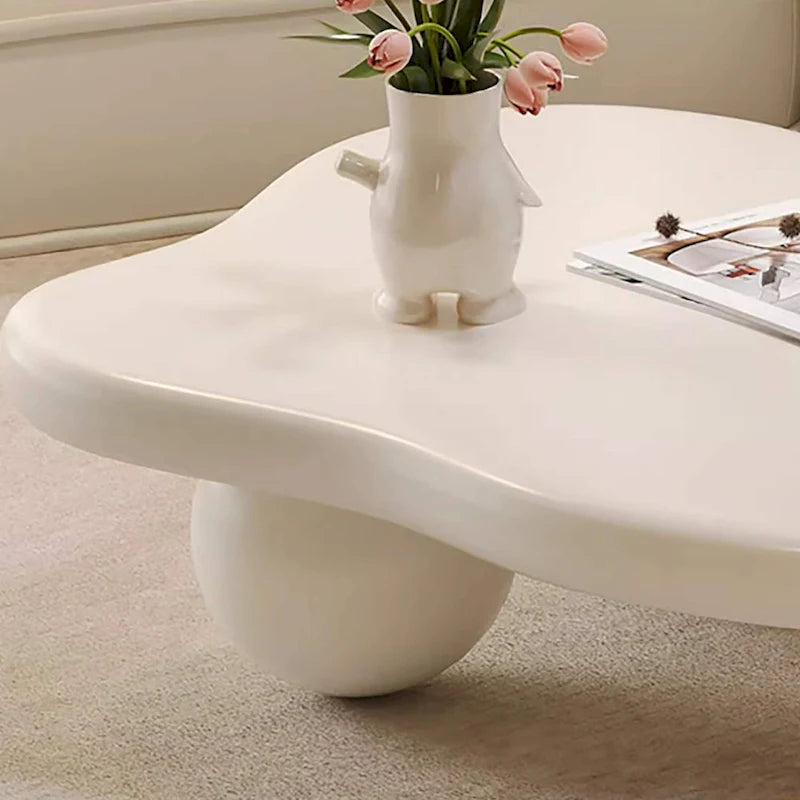 Table basse nuage de 122 cm, noir/crème, pieds en bois massif, 2 à 4 places