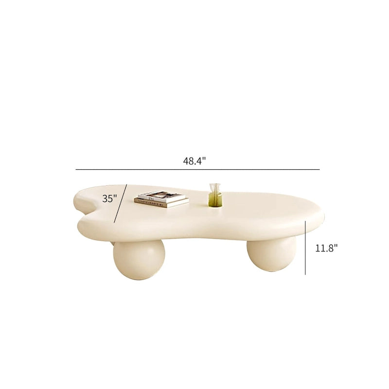 Table basse nuage de 122 cm, noir/crème, pieds en bois massif, 2 à 4 places