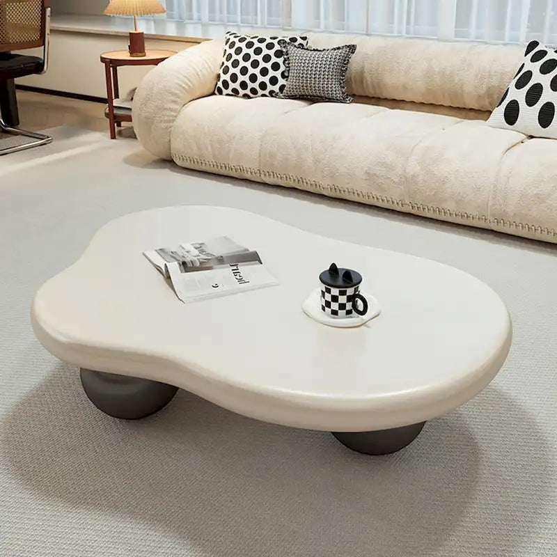 Table basse nuage de 122 cm, noir/crème, pieds en bois massif, 2 à 4 places