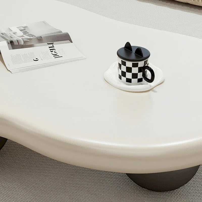Table basse nuage de 122 cm, noir/crème, pieds en bois massif, 2 à 4 places