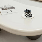 Table basse nuage de 122 cm, noir/crème, pieds en bois massif, 2 à 4 places