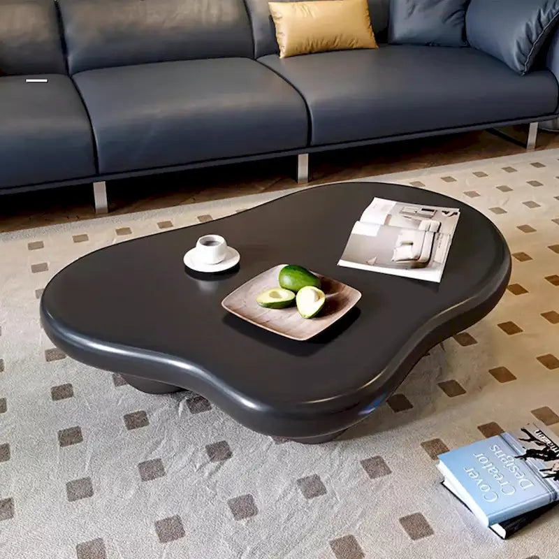Table basse nuage de 122 cm, noir/crème, pieds en bois massif, 2 à 4 places