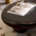 Table basse nuage de 122 cm, noir/crème, pieds en bois massif, 2 à 4 places