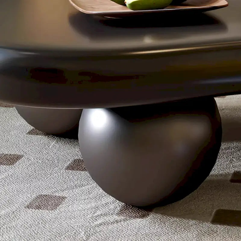 Table basse nuage de 122 cm, noir/crème, pieds en bois massif, 2 à 4 places