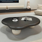 Table basse nuage de 122 cm, noir/crème, pieds en bois massif, 2 à 4 places