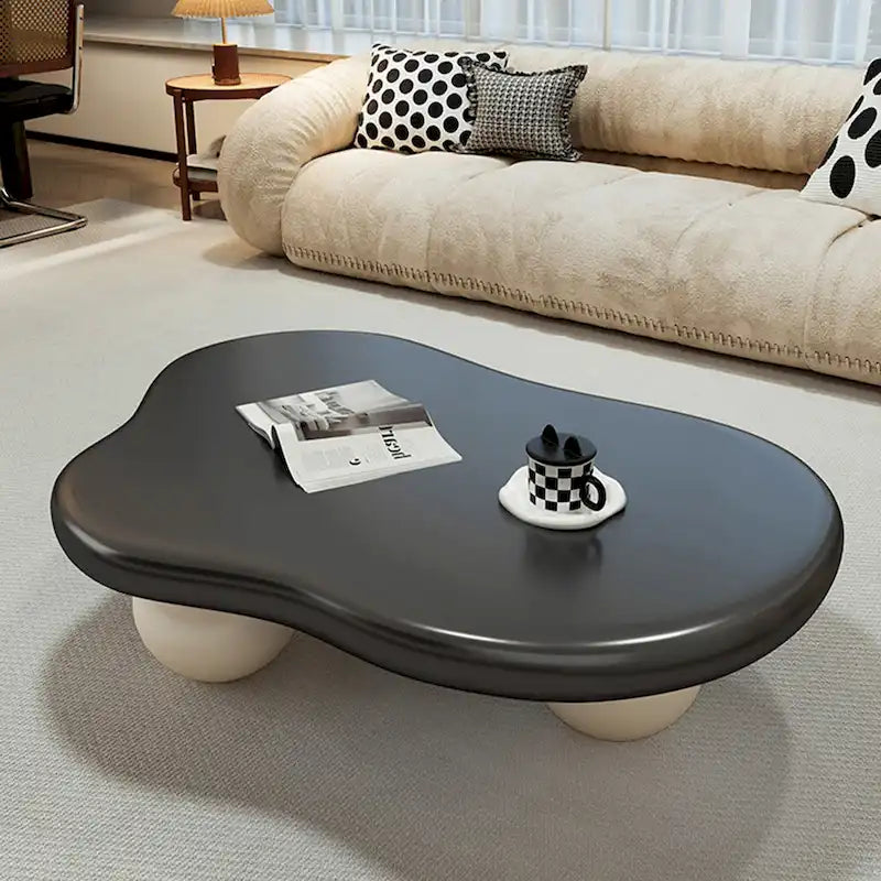 Table basse nuage de 122 cm, noir/crème, pieds en bois massif, 2 à 4 places