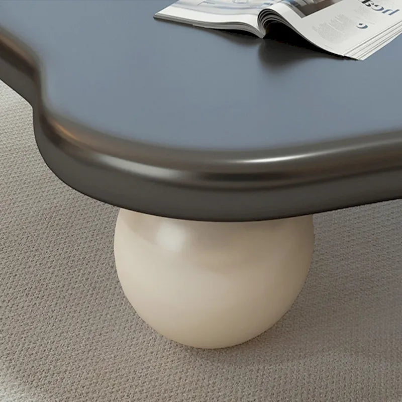 Table basse nuage de 122 cm, noir/crème, pieds en bois massif, 2 à 4 places
