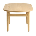 Table basse ovale en chêne naturel, style scandinave, pieds en chêne massif, 130 cm (L) x 70 cm (l) x 45 cm (H)