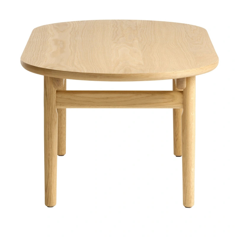Table basse ovale en chêne naturel, style scandinave, pieds en chêne massif, 130 cm (L) x 70 cm (l) x 45 cm (H)