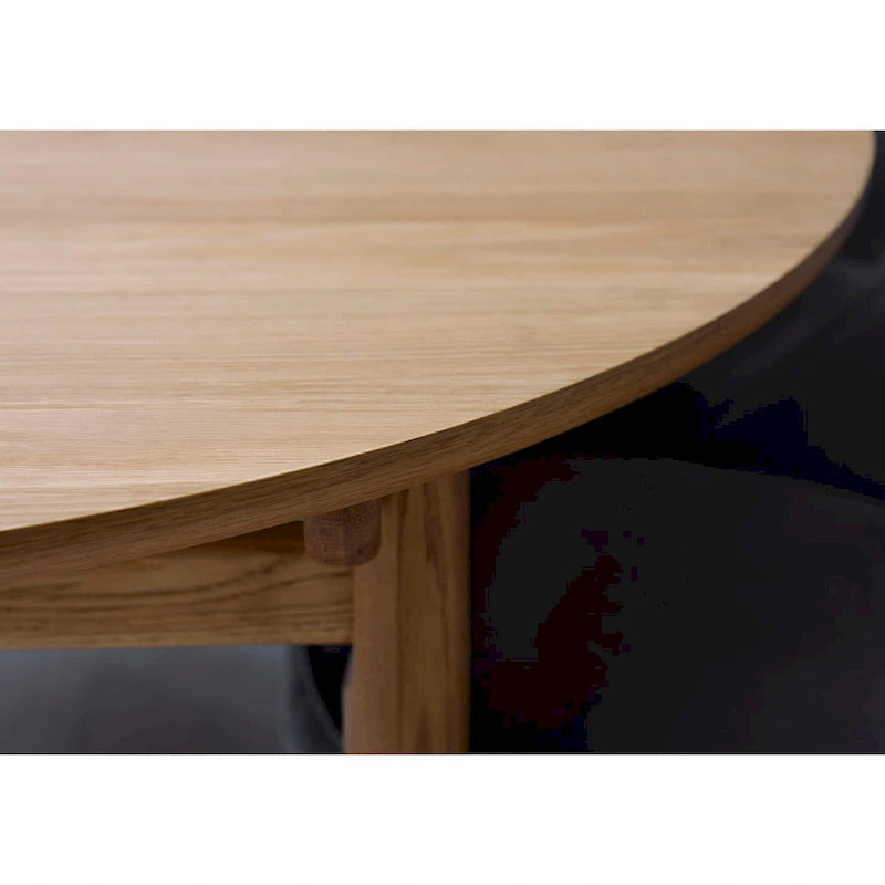 Table basse ovale en chêne naturel, style scandinave, pieds en chêne massif, 130 cm (L) x 70 cm (l) x 45 cm (H)