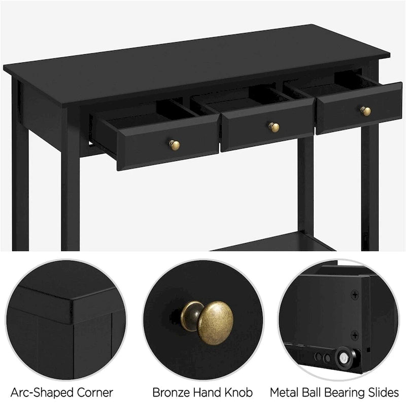 Console 3 tiroirs avec étagère de rangement
