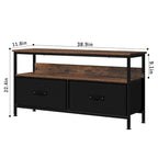 Meuble TV avec 3 tiroirs en tissu et étagères ouvertes, convient aux téléviseurs de 55", 99 cm (L) x 57 cm (H), panneau de fibres de densité moyenne aspect bois