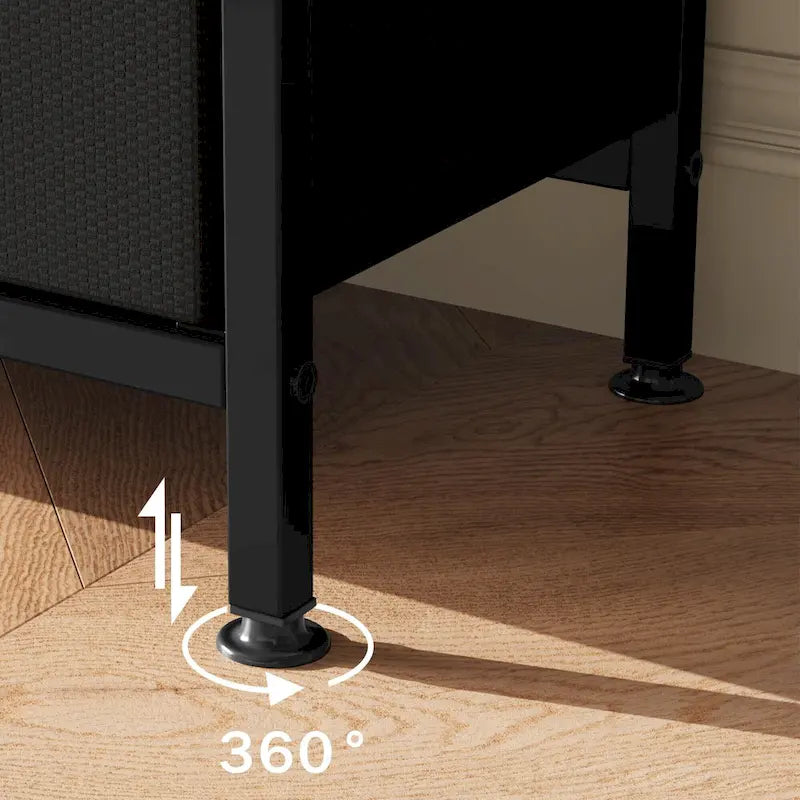 Meuble TV avec 3 tiroirs en tissu et étagères ouvertes, convient aux téléviseurs de 55", 99 cm (L) x 57 cm (H), panneau de fibres de densité moyenne aspect bois