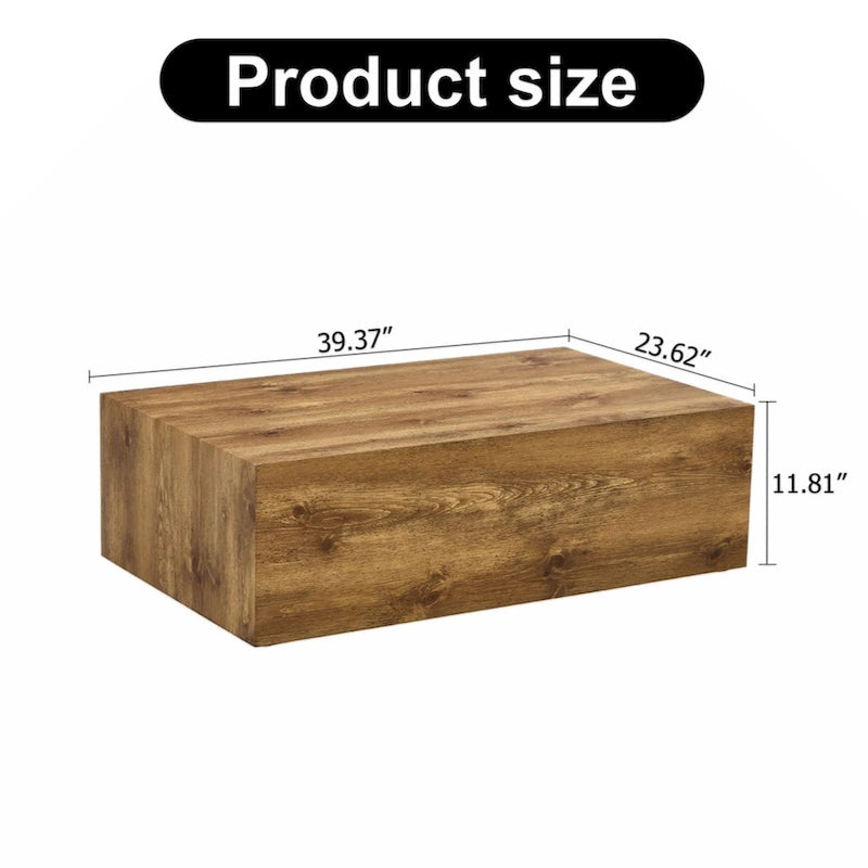 Table basse moderne, MDF avec grain de bois et motif inspiré du marbre, assemblage facile, 10-15 min