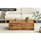 Table basse moderne, MDF avec grain de bois et motif inspiré du marbre, assemblage facile, 10-15 min