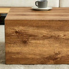 Table basse moderne, MDF avec grain de bois et motif inspiré du marbre, assemblage facile, 10-15 min