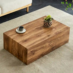 Table basse moderne, MDF avec grain de bois et motif inspiré du marbre, assemblage facile, 10-15 min