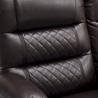 Causeuse inclinable électrique, Selle/Marron foncé/Gris clair, Chauffante et massante, 2 places