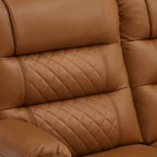 Causeuse inclinable électrique, Selle/Marron foncé/Gris clair, Chauffante et massante, 2 places