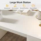 Bureau de direction 62" avec étagères, blanc, bois, 1 place