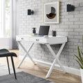 Bureau d'ordinateur avec tiroirs, plateau en MDF et pieds en bois massif, 106,7 cm (L) x 60,6 cm (l) x 76,2 cm (H), 1 place, Blanc/Bleu/Rouge/Noir