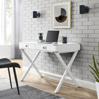 Bureau d'ordinateur avec tiroirs, plateau en MDF et pieds en bois massif, 106,7 cm (L) x 60,6 cm (l) x 76,2 cm (H), 1 place, Blanc/Bleu/Rouge/Noir