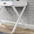 Bureau d'ordinateur avec tiroirs, plateau en MDF et pieds en bois massif, 106,7 cm (L) x 60,6 cm (l) x 76,2 cm (H), 1 place, Blanc/Bleu/Rouge/Noir