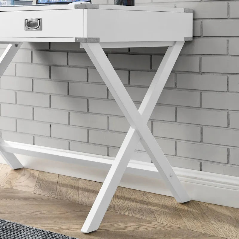Bureau d'ordinateur avec tiroirs, plateau en MDF et pieds en bois massif, 106,7 cm (L) x 60,6 cm (l) x 76,2 cm (H), 1 place, Blanc/Bleu/Rouge/Noir