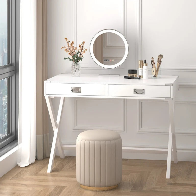 Bureau d'ordinateur avec tiroirs, plateau en MDF et pieds en bois massif, 106,7 cm (L) x 60,6 cm (l) x 76,2 cm (H), 1 place, Blanc/Bleu/Rouge/Noir