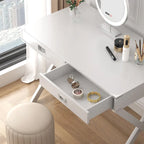 Bureau d'ordinateur avec tiroirs, plateau en MDF et pieds en bois massif, 106,7 cm (L) x 60,6 cm (l) x 76,2 cm (H), 1 place, Blanc/Bleu/Rouge/Noir