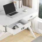 Bureau d'ordinateur avec tiroirs, plateau en MDF et pieds en bois massif, 106,7 cm (L) x 60,6 cm (l) x 76,2 cm (H), 1 place, Blanc/Bleu/Rouge/Noir