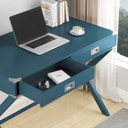 Bureau d'ordinateur avec tiroirs, plateau en MDF et pieds en bois massif, 106,7 cm (L) x 60,6 cm (l) x 76,2 cm (H), 1 place, Blanc/Bleu/Rouge/Noir