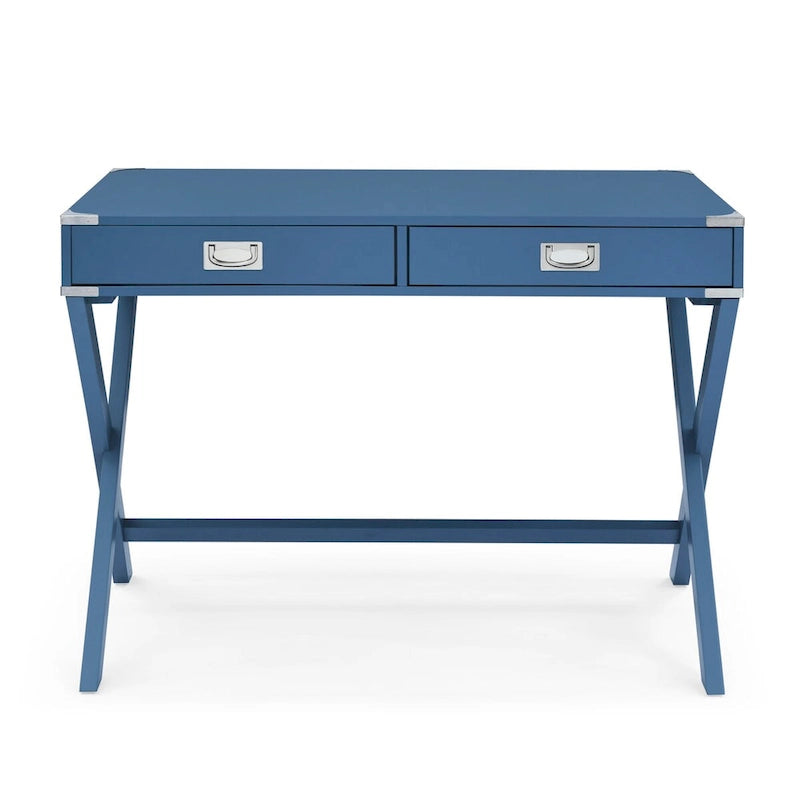 Bureau d'ordinateur avec tiroirs, plateau en MDF et pieds en bois massif, 106,7 cm (L) x 60,6 cm (l) x 76,2 cm (H), 1 place, Blanc/Bleu/Rouge/Noir