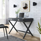 Bureau d'ordinateur avec tiroirs, plateau en MDF et pieds en bois massif, 106,7 cm (L) x 60,6 cm (l) x 76,2 cm (H), 1 place, Blanc/Bleu/Rouge/Noir